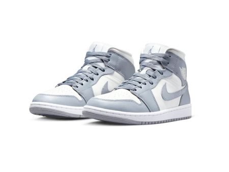 NIKE WMNS AIR JODAN 1 MID Grey Sail ナイキ ウィメンズ エアジョーダン 1 ミッド グレー セイル【BQ6472-115】 For Cheap