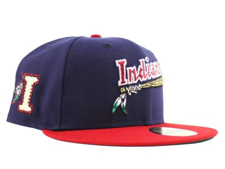 NEW ERA Kinston Indians - 59FIFTY INDIANS PATCH NAVY SCARLET For Sale