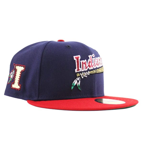 NEW ERA Kinston Indians - 59FIFTY INDIANS PATCH NAVY SCARLET For Sale