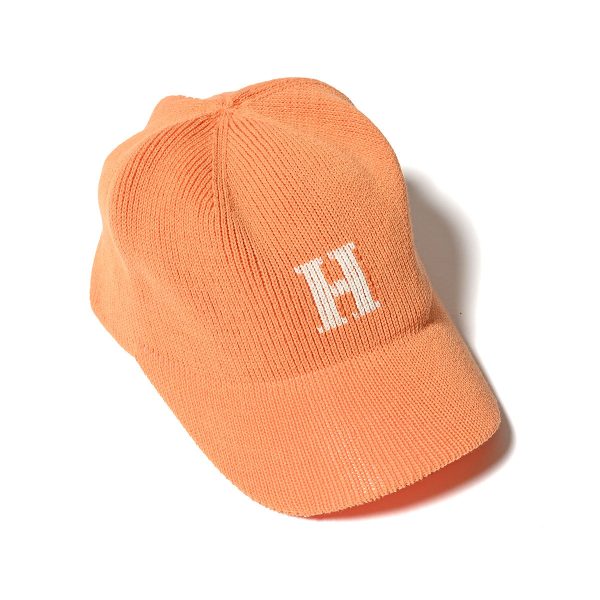 HOMEGAME - H LOGO COTTON KNIT BASEBALL CAP Lt.ORANGE【HG241414】 Online now