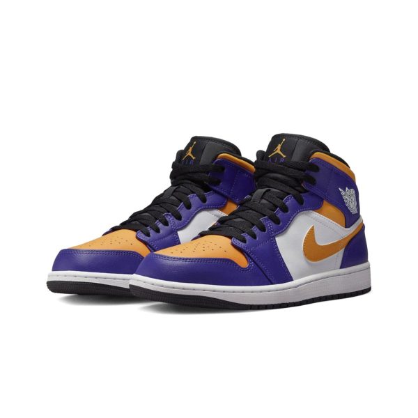 NIKE AIR JORDAN 1 MID LAKERS Dark Concord Taxi-White-Black ナイキ エアジョーダン 1 ミッド レイカーズ【DQ8426-517】 Sale