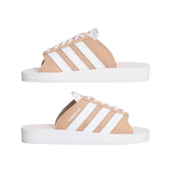 Adidas ガゼル ビーチスライド GAZELLE BEACH SLIDES W MAGIC BEIGE FTWWHT FTWWHT マジックベージュ フットウェアホワイト フットウェアホワイト【JQ7422】 on Sale