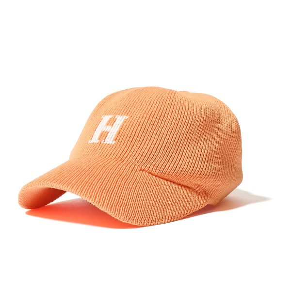 HOMEGAME - H LOGO COTTON KNIT BASEBALL CAP Lt.ORANGE【HG241414】 Online now