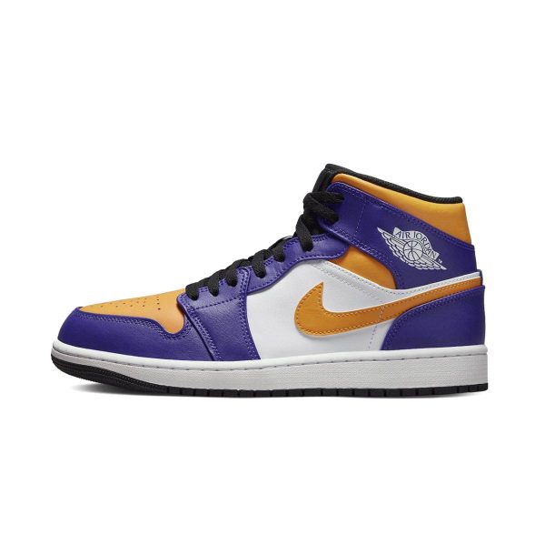 NIKE AIR JORDAN 1 MID LAKERS Dark Concord Taxi-White-Black ナイキ エアジョーダン 1 ミッド レイカーズ【DQ8426-517】 Sale