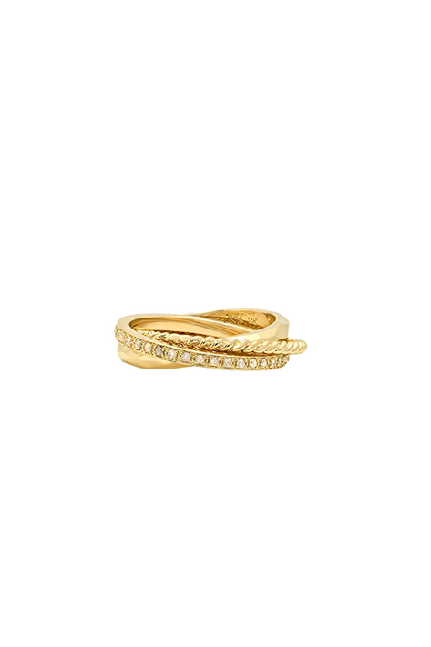 14K Yellow Gold and Diamond Triple Rolling Ring Discount