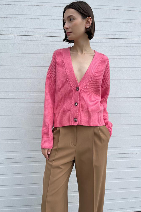 Crystal Buttons Cardigan in Candy Pink (Sold Out) Online Hot Sale