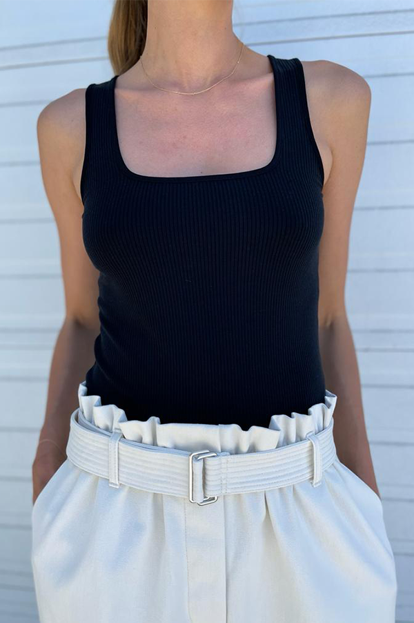 Black Vintage Ribbed Square Neck Tank (Sold Out) Online Sale