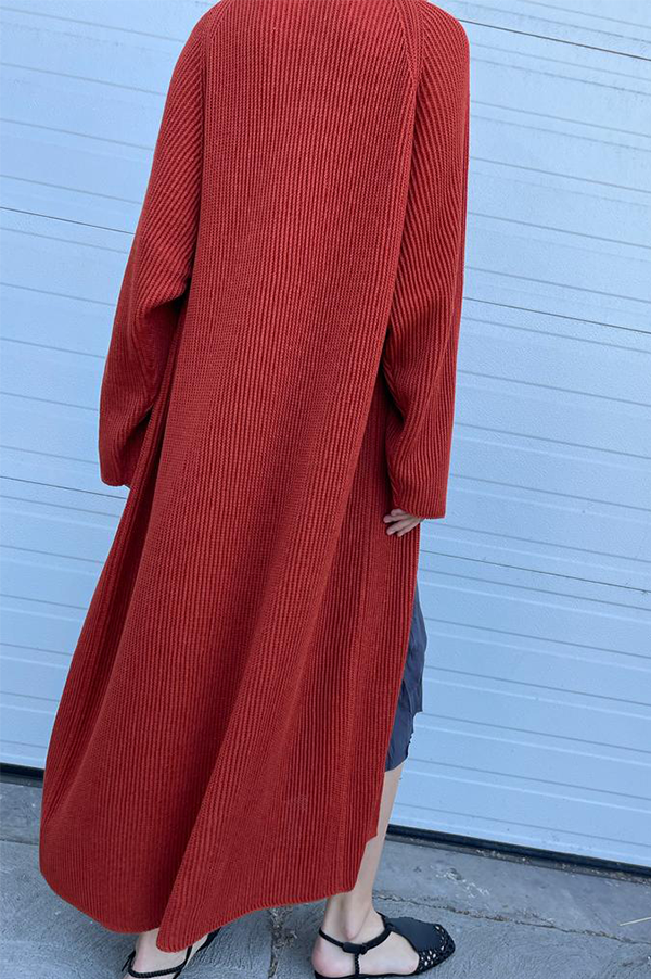 Long Linen Cardigan in Rust For Cheap