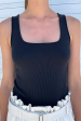 Black Vintage Ribbed Square Neck Tank (Sold Out) Online Sale