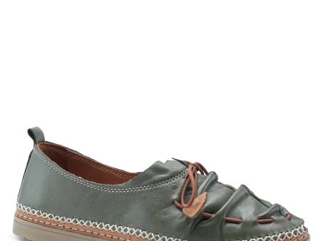 BERNA SHOES - OLIVE LEATHER Online