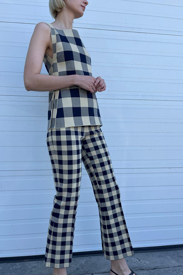 Kick Gingham Pant In Navy Light Khaki (Sold Out) on Sale