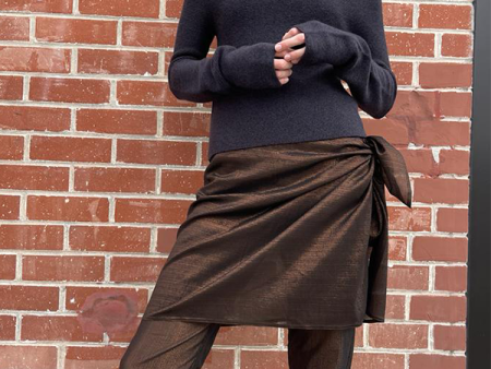 Lame Front Panel Pants in Bronze Online Sale