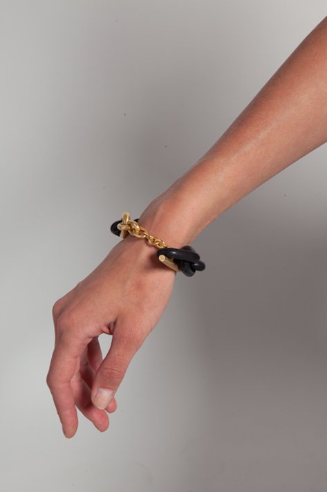 Wood and Acid Gold Toggle Chain Bracelet Online