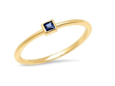 Blue Sapphire Princess Cut Pinky Ring Hot on Sale