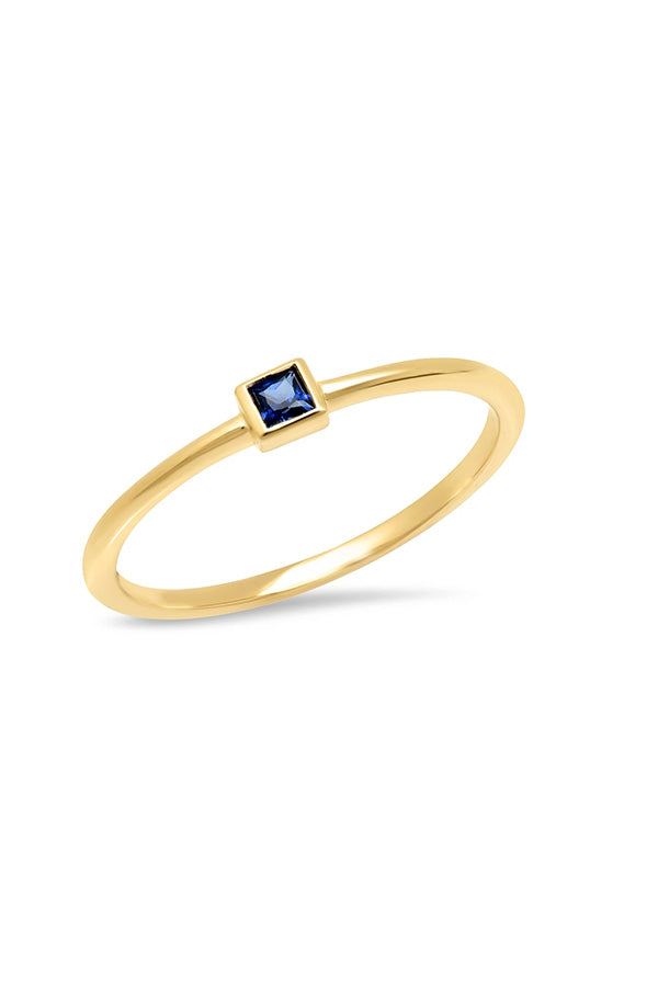 Blue Sapphire Princess Cut Pinky Ring Hot on Sale