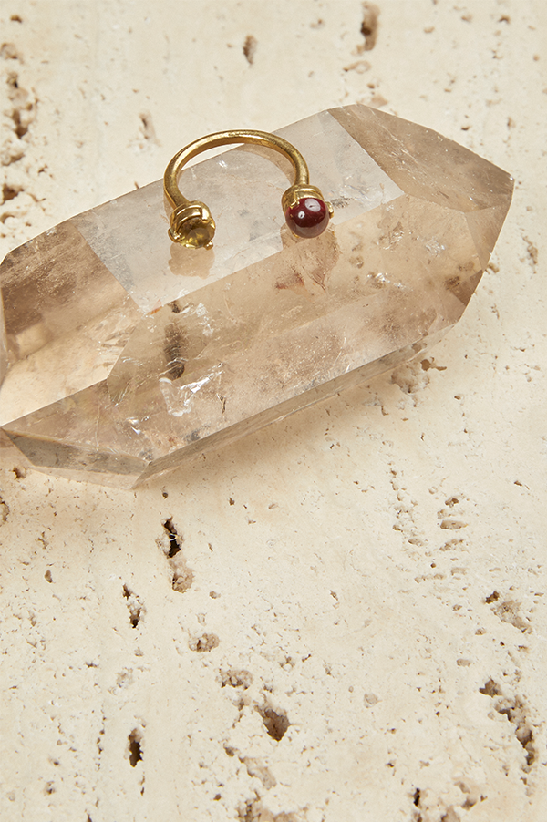 Citrine & Garnet Double Ring Online Sale