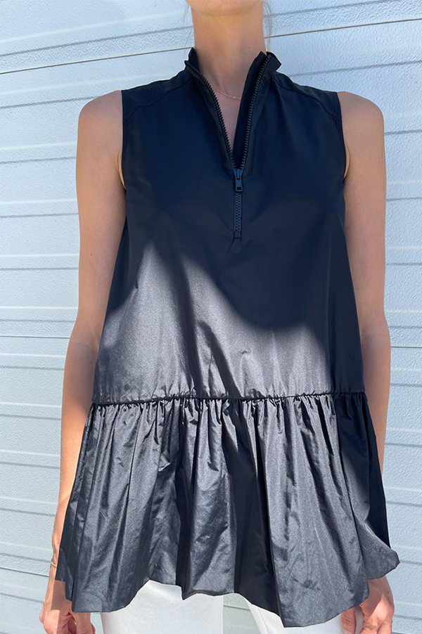 Taffeta Sleeveless Top in Black Hot on Sale