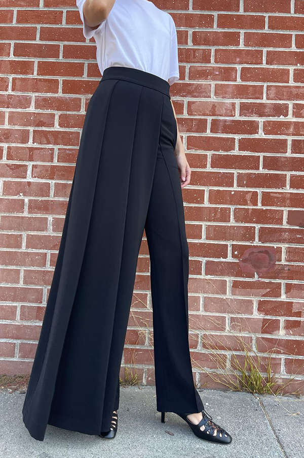 Asymmetrical Wide Pants in Black Supply