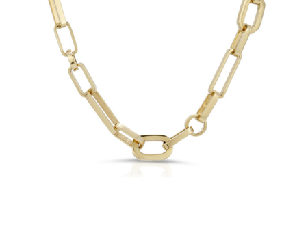 14K Yellow Gold Mixed Link Chain Necklace Sale