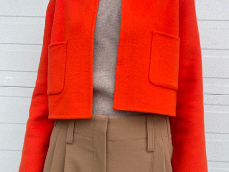 Cropped Open Front Jacket in Mandarin on Sale