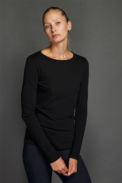 Black Long Sleeve Tee with Shirttail Online Sale