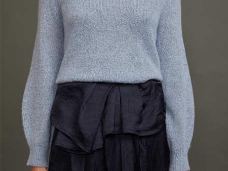 Cashmere Crewneck Sweater in Atlantic Blue For Discount