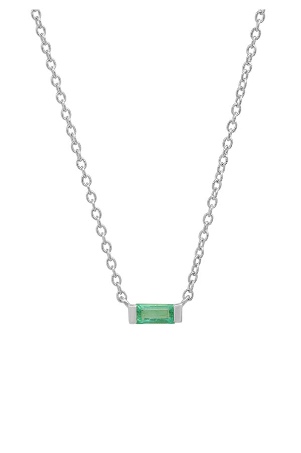 Solitare Emerald Baguette Necklace Online now