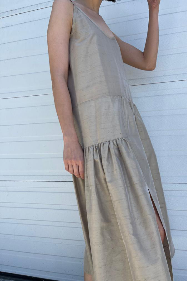 Sofia Silk Slip Dress in Taupe Fashion