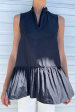 Taffeta Sleeveless Top in Black Hot on Sale