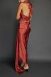 Brick Washed Satin Draped Halter Dress (Sold Out) Sale