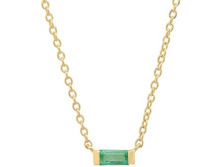 Solitare Emerald Baguette Necklace Online now