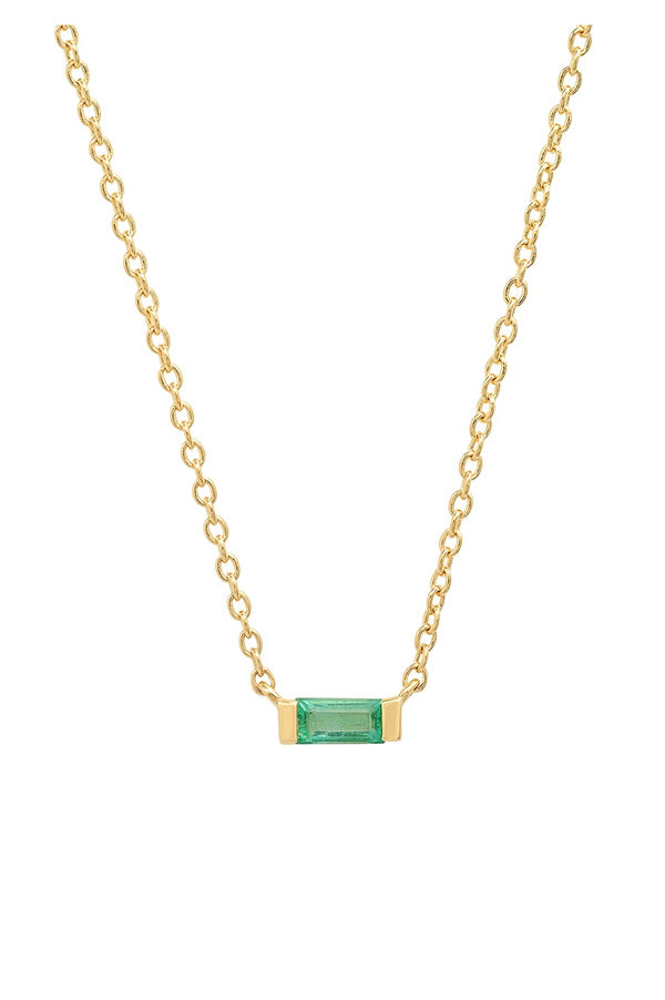 Solitare Emerald Baguette Necklace Online now