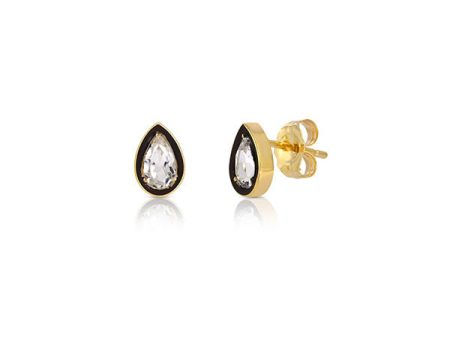 14k Yellow Gold Pear Cut White Topaz Earrings Hot on Sale