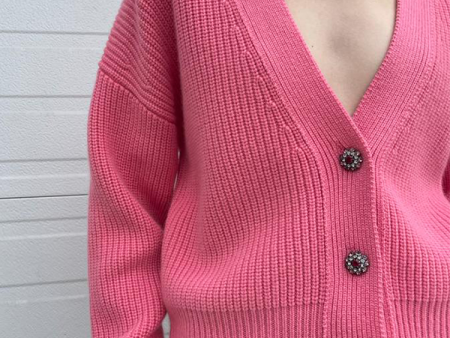 Crystal Buttons Cardigan in Candy Pink (Sold Out) Online Hot Sale