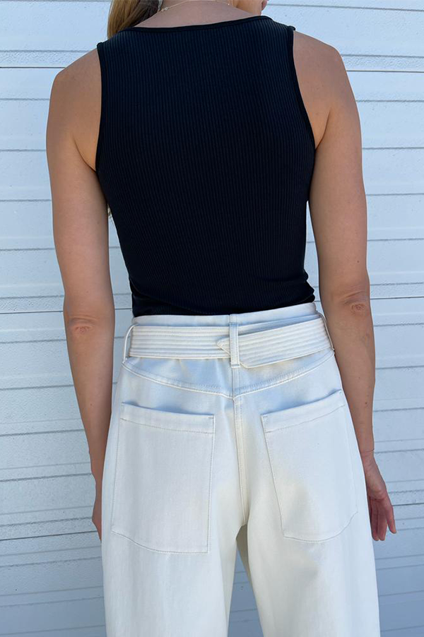 Black Vintage Ribbed Square Neck Tank (Sold Out) Online Sale