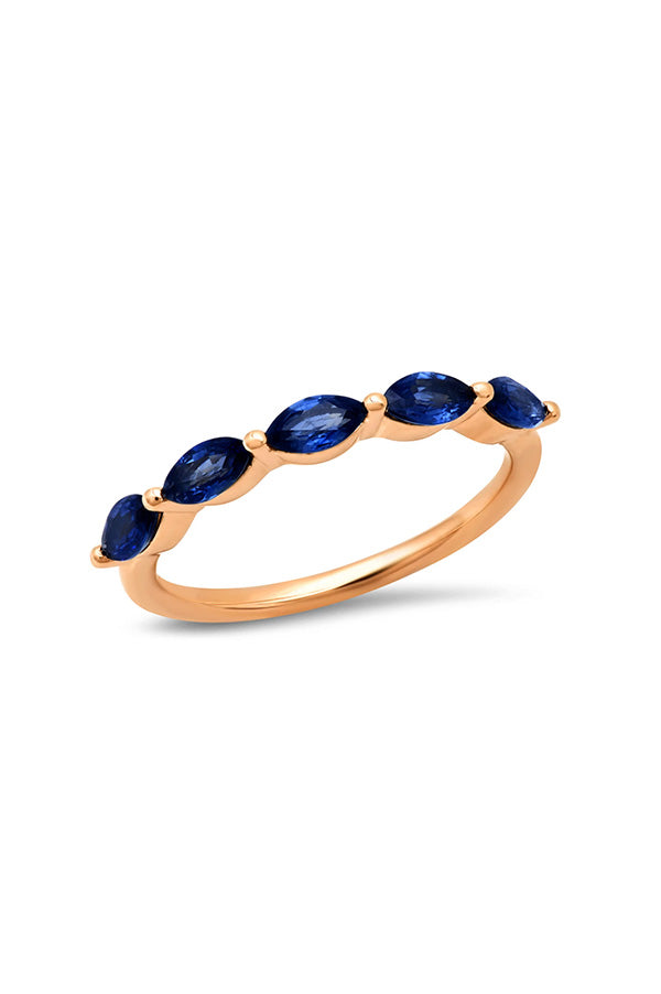 Blue Sapphire Marquise Half Eternity Band Fashion