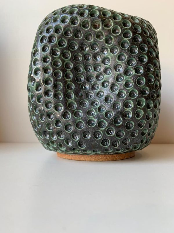 Small Carved Green Ceramic Vase Sale