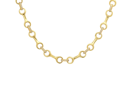 15 MM Double Beam Connector Necklace with Pavé Diamonds For Sale