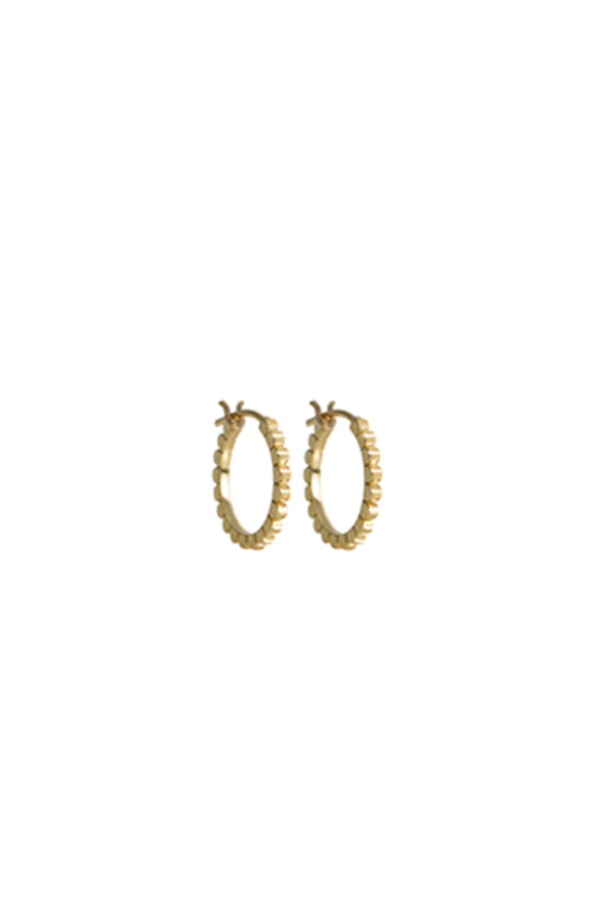 14K Yellow Gold Small Daisy Hoops Fashion