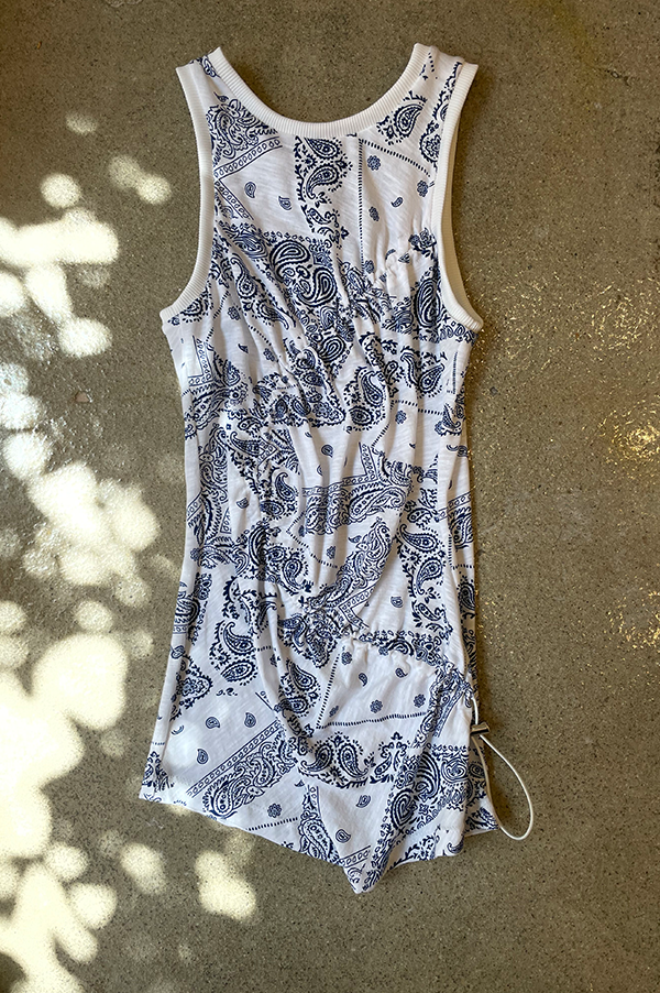 Bungee Cord Tank in White Cobalt Paisley Print on Sale