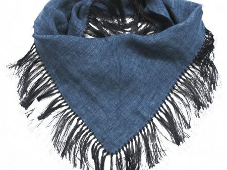 Linen Denim Scarf with Fringe on Sale