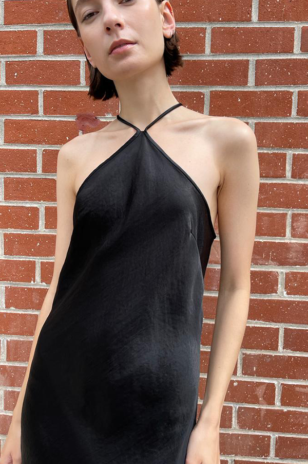 Halter Bias Dress in Black Sale