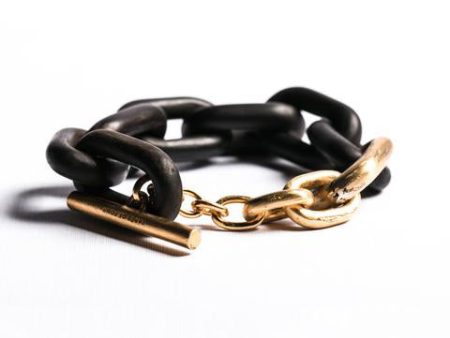 Wood and Acid Gold Toggle Chain Bracelet Online