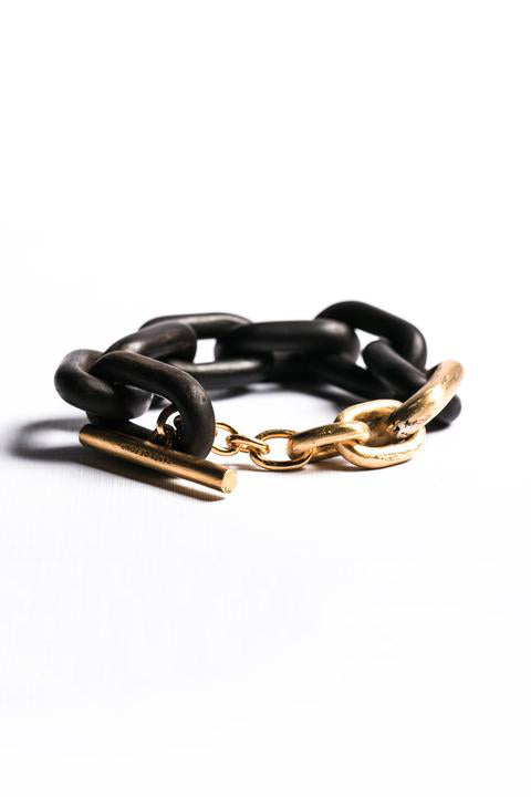 Wood and Acid Gold Toggle Chain Bracelet Online