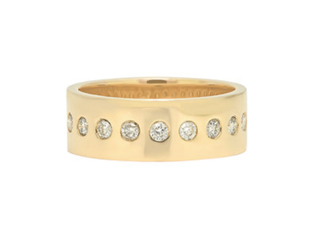 14k Yellow Gold Narrow Cigar Band with Dots of White Diamonds Online now