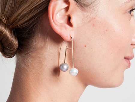 Allium Frost 14K Freshwater + Grey Pearl Earrings Cheap