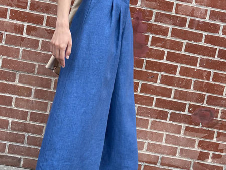 High Waist Denim Pants in Wave Blue Online Hot Sale