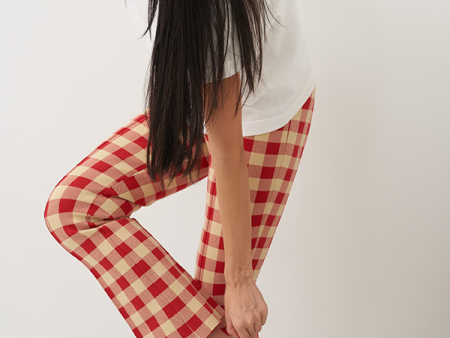 Kick Gingham Pant In Red Khaki Online Sale