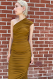 Amaya Midi Dress in Gold Online now