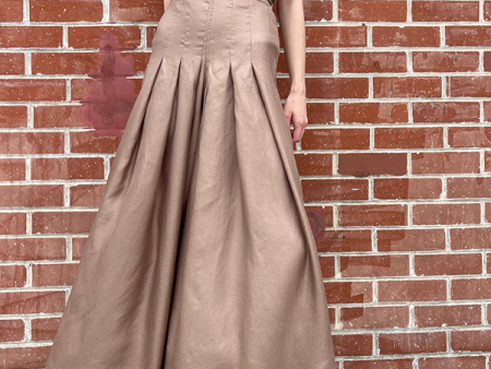 Pleated Wide Leg Pants in Nomad For Sale